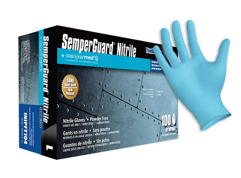 SEMPERGUARD POWDER FREE BLUE NITRILE - Tagged Gloves